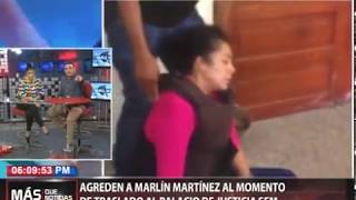 Agreden a pedradas a Marlín Martínez al momento de traslado al Palacio de Justicia SFM