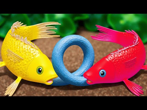 Couple Sword God Carp Fight With Eels To Find Treasure - Frog, Catfish, Crab 💕 Stop Motion ASMRR