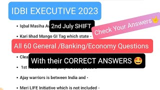 IDBI EXECUTIVE 2023 | ALL GA QUESTIONS WITH THEIR ANSWERS 🤩 | CHECK YOUR SCORE | COMMENT SCORE 🤗🤟