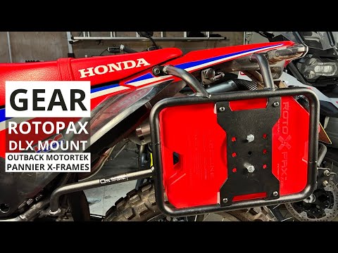 Gear: Rotopax DLX mount on Outback Motortek Pannier Frames on a Honda CRF300 Rally