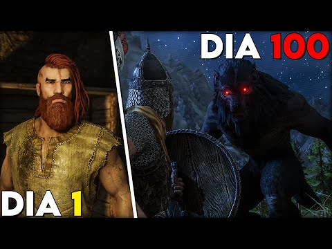 Passei 100 DIAS na dificuldade LENDÁRIA de Skyrim como um LOBISOMEM! 🐺 (com MODS)