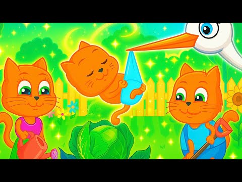 Cats Family in English - STORK AND BABY Cartoon for Kids 4K