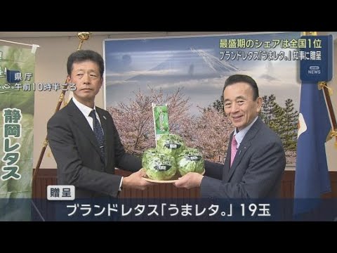 YouTube Video 静岡県内のブランドレタス「うまレタ。」を県知事に贈呈　東京中央卸売市場へのレタスの出荷金額・出荷量ともに静岡県が全国１位
