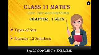 Class 11th Chapter 1 Sets | Unit 1 Sets and Function | Exercise 1.2 Sets chapter 1