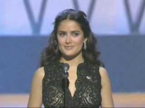Salma Hayek presenting the Foreign Language Film Oscar to "Nowhere in Africa": 2003 Oscars