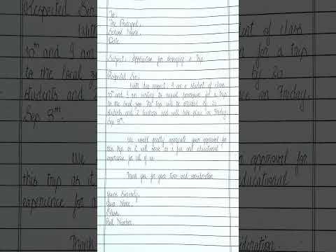 Application for Arranging a Trip in English #application #shorts #english #handwriting #trip