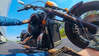 NEVER Seen Rider Rammed By Truck Like This - Motorcycle Crashes & Moments