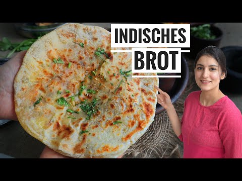 Indisches Fladenbrot mit Kartoffelfüllung - Weiches Pfannenbrot - Aloo Kulcha