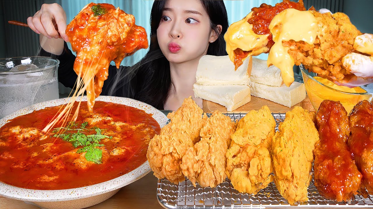 ASMR MUKBANG | 불닭에그인헬 🔥 KFC 치킨 🍗 크리스피통다리치킨 갓양념치킨 트러플치르르치킨 먹방 Spicy Bul