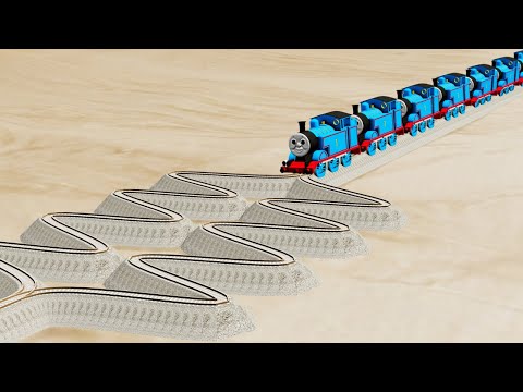 Thomas the Tank Vs Impossible Overlapping Curved Rail Tracks Crossover Train Crossing - BeamNG.Drive