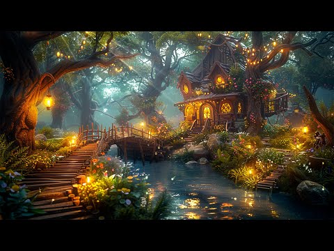 FAIRY VILLAGE AMBIENCE 🌿Magical Flute Music & Soft Lake ❖ Soothe the Mind, Relaxation, Beat Insomnia
