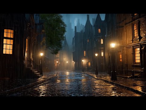 Victorian London  - The Dark Alley -  Rain Sounds, Thunder sounds, Horses, Bells