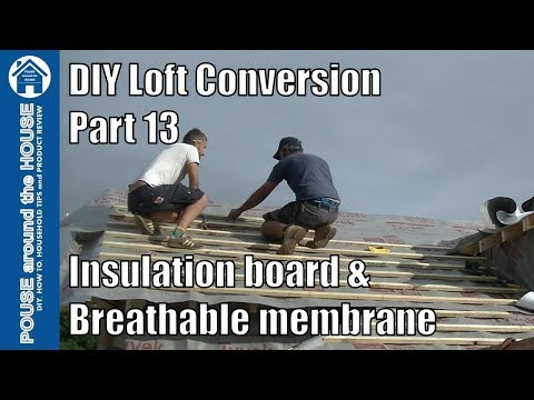 Loft Conversion Part 13 - Insulate between rafters, breathable membrane & battens.