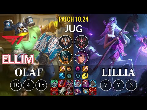 T1 Ellim Olaf vs Lillia Jungle - KR Patch 10.24