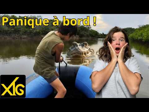754 Boat breakdown and a big scare for Manon with the caimans #fishing #brazil #caiman
