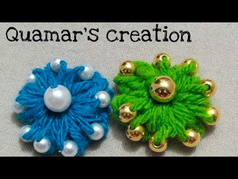 Super Easy Woolen Flower Making Trick Using Pencil - Hand Embroidery Flower Design - Flower Craft