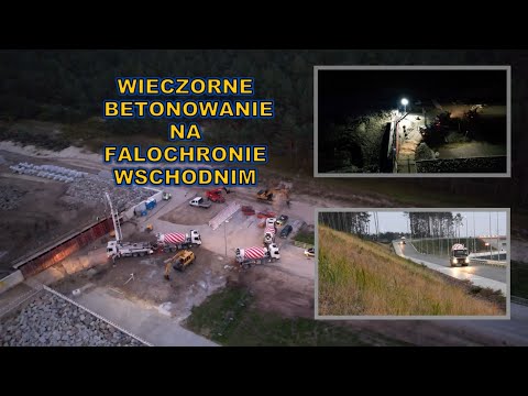 Przekop Mierzei Wiślanej - 30.9. - wieczorne betonowanie na Falochronie Wschodnim - dron 4K.