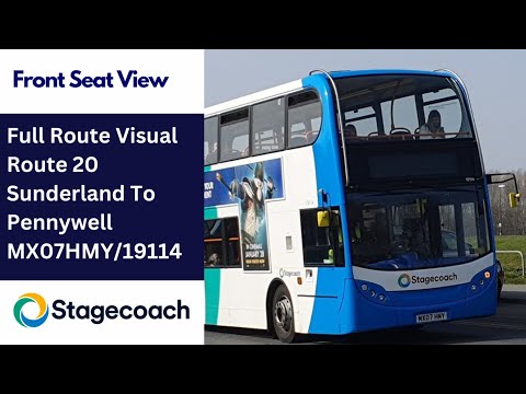 Full Route Visual | Stagecoach NE Bus Route 20 - Sunderland To Pennywell + Return | MX07HMY/19114