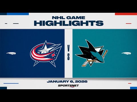 NHL Highlights | Blue Jackets vs. Sharks - January 6, 2026