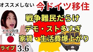 【ドイツからライブ】正直、今ドイツ旅行や移住オススメしません!!家賃、生活費の爆上がり・ストライキでバスや電車が運休・戦争移民だらけで経済負担増し・安全で全て整った日本がベスト　#海外移住  #ドイツ