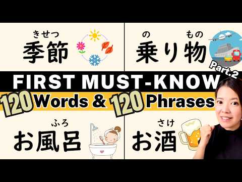 【N5/Beginner】The First 120 Japanese Words You Should Memorize　Part.2 | Learn with Example Sentences