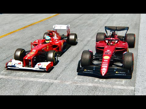Ferrari F1 2022 vs Ferrari F1 2012 (Alonso) - SHORT DRAG RACE 2 KM