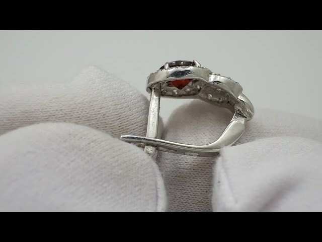 Серебряные серьги с гранатом 447КН Відео огляд