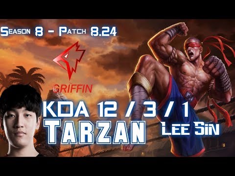 GRF Tarzan LEE SIN vs NIDALEE Jungle - Patch 8.24 KR Ranked