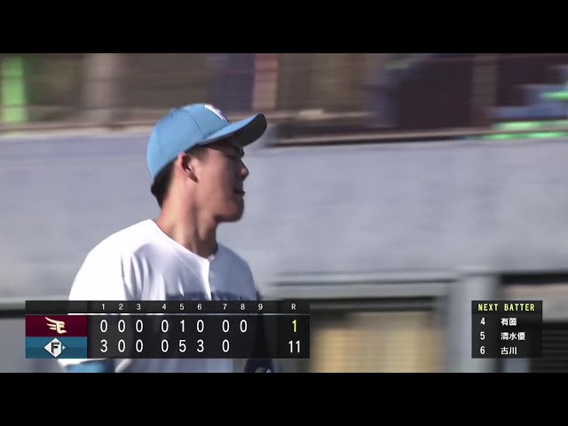 The farm] First pitch! The Fighters... Ryusei Fujita 1 inning to 2 strike out 3 strikeouts closer!!! April 30, 2025 Hokkaido Nippon-Ham Fighters vs. Tohoku Rakuten Golden Eagles