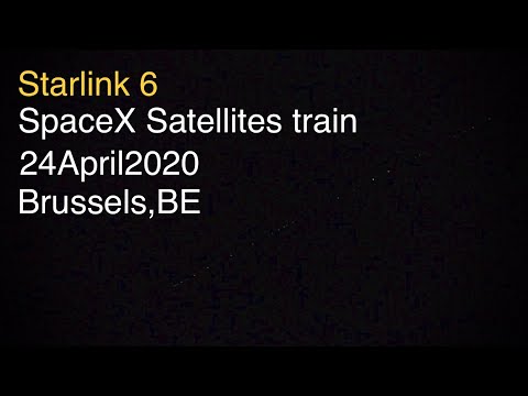 (VideoStart@0:35 sec)Starlink 6 - the Space X train - 24April2020 20h02-Brussels Belgium (HD1080)