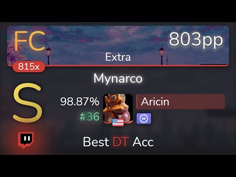 [Live] Aricin | positive MAD-crew - Mynarco [Extra] +DT 98.87% {#36 803pp FC} - osu!