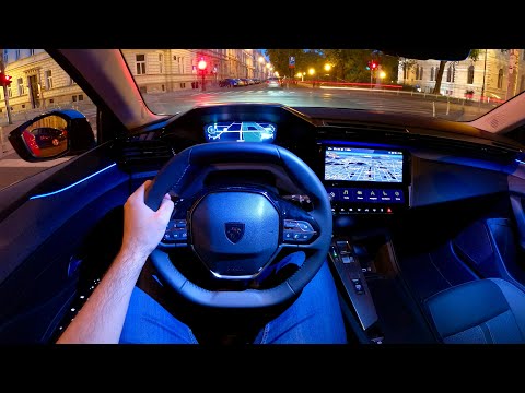 PEUGEOT 308 SW 2023 - night POV test drive & REVIEW (Allure, 180 HP PHEV)