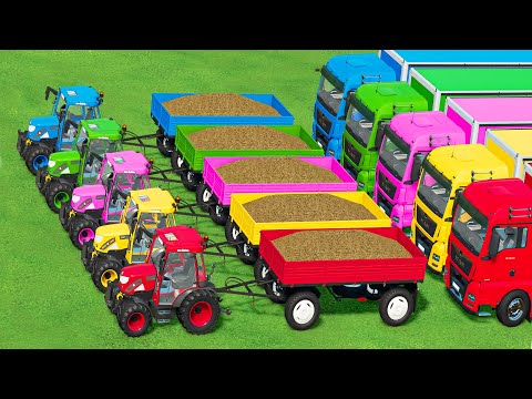 TRANSPORTING Mini TRACTORS & Straw LOAD w/ BIG NH WHEEL LOADER & TESLA TRUCK! FS22