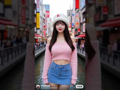 Off-Shoulder Pink Sweater in Dotonbori 🇯🇵