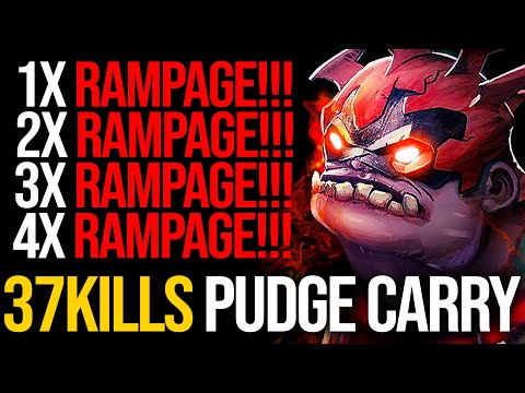 OMG 37KILLS PUDGE CARRY - EPIC SH*T 4X RAMPAGEEEEE!!! Pudge Official