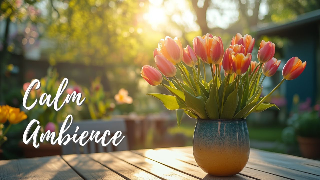 Relaxing Tulip Garden Ambience – Soft Morning Music, Nature Sounds & Peaceful Vibes