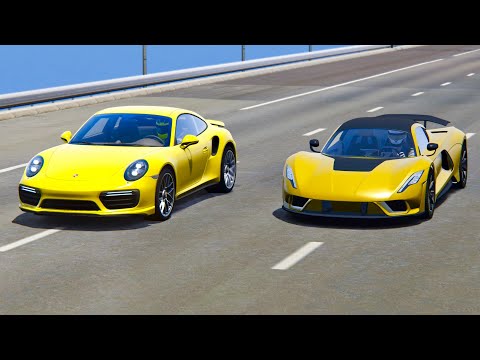 Hennessey Venom F5 vs Porsche 911 Jet Engine - Drag Race 20 KM