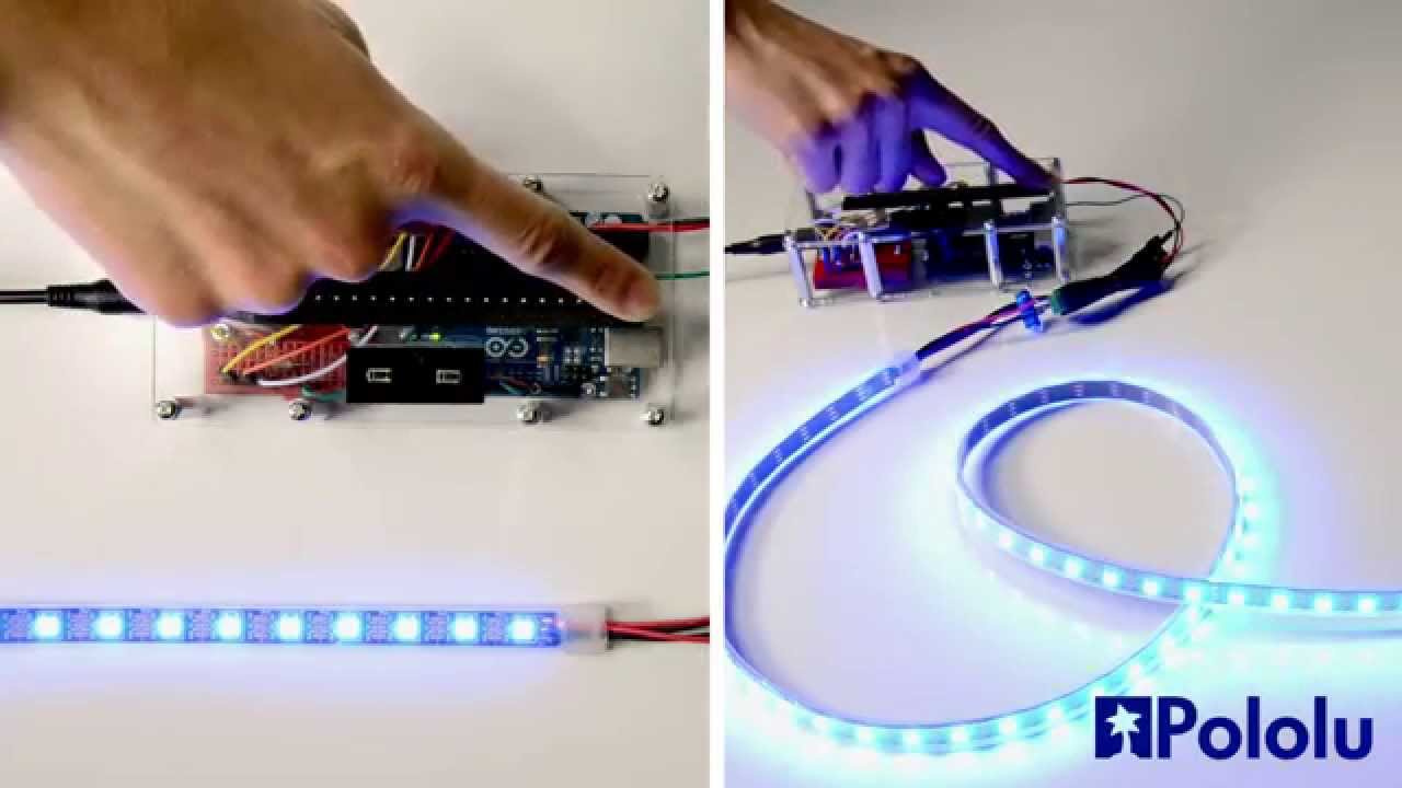 Interlink Force-Sensing Linear Potentiometer (FSLP) Demonstration with WS2812B LED Strip