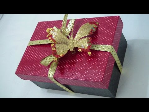 Caixa de Presente de Natal revestida com tecido | Má Patchwork