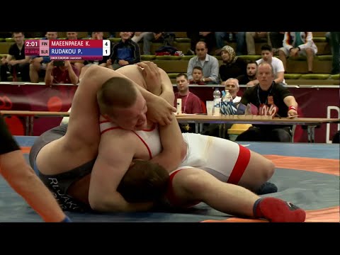 BRONZE GR - 120 kg: K. MAEENPAEAE (FIN) df. P. RUDAKOU (BLR), 4-1