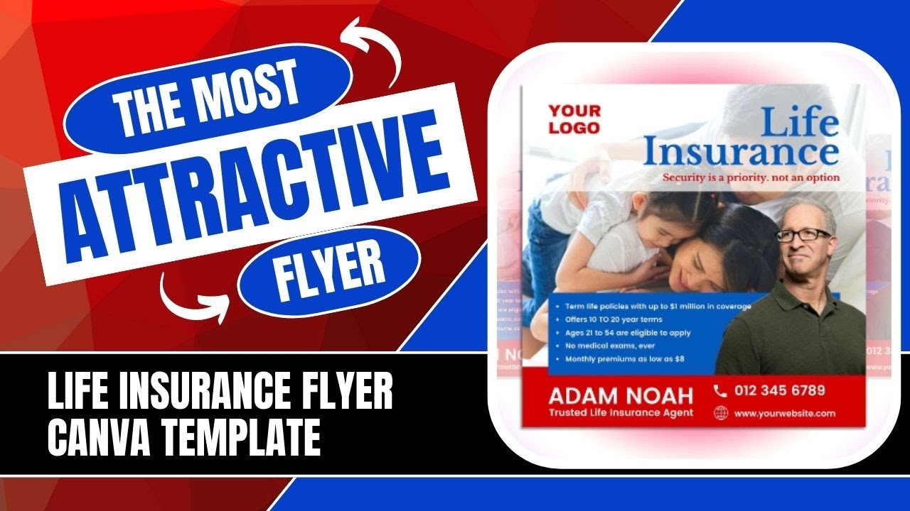 Life Insurance Flyer, Canva Template.