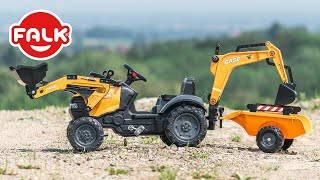Falk Šlapací traktor 967N Case CE s nakladačom, rypadlom a vlečkou
