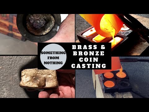 Brass & Bronze coin casting from Alloy Block and Old Crucible Freeze - 100% BRASS ALUMINIUM BRONZE