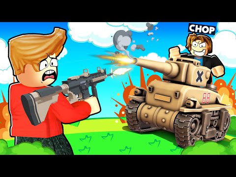 ROBLOX CHOP AND FROSTY FIGHT WITH TANKS IN ARMY SIMULATOR