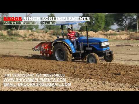 3 bottom hydraulic reversible plough, 50 hp