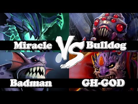 Dota 2 - Miracle And Badman VS AdmiralBulldog And GH-GOD - Ranked Match Gameplay!