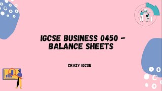 Cambridge IGCSE Business Studies 0450 - Balance Sheets
