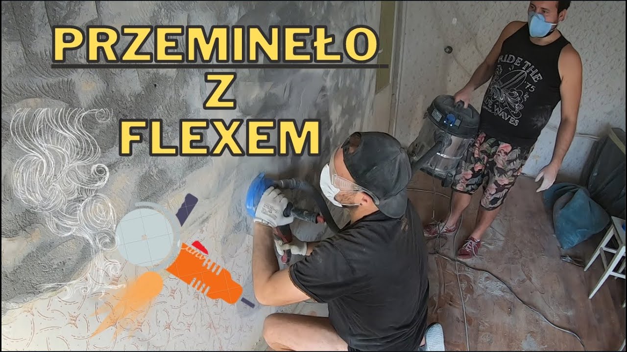 Usuwanie tynku i farby szlifierką kątową. Remont mieszkania w bloku