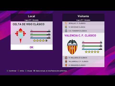 R. CELTA DE VIGO - VALENCIA C. F. JORNADA 18 PRIMERA DIVISIÓN ESPAÑOLA CLÁSICA (PES 2020 PS4)