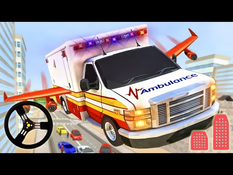 Flying Ambulance Rescue Game - City Emergency VAN Driving Simulator | Android Gameplay